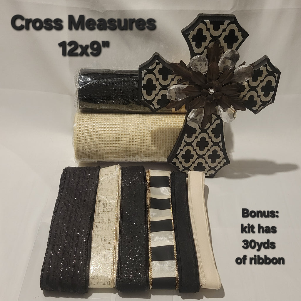 Black and White Arabesque Pattern Decorative Cross Kit – Standard Plus DIY Kit with a 9x12 Decorative Cross
