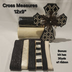 Black and White Arabesque Pattern Decorative Cross Kit – Standard Plus DIY Kit with a 9x12 Decorative Cross