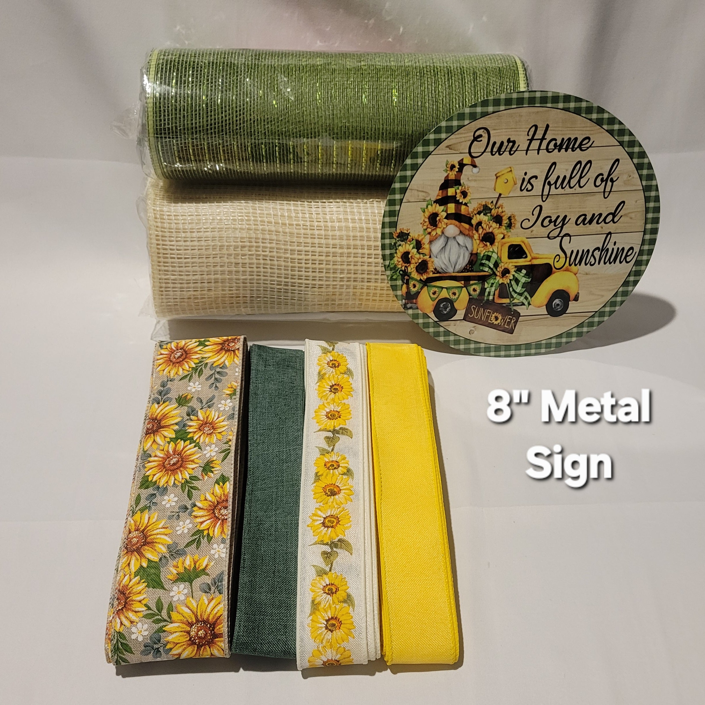 "Our Home is Full of Joy and Sunshine" Gnome and Sunflowers – Standard DIY Kit with 8" Metal Sign