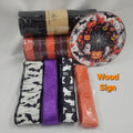 Ghosts, Spiders, Jack-O-Lanterns and Bats Halloween Themed  Home Decor Kit– Standard DIY Wreath Kit with 8" Sign