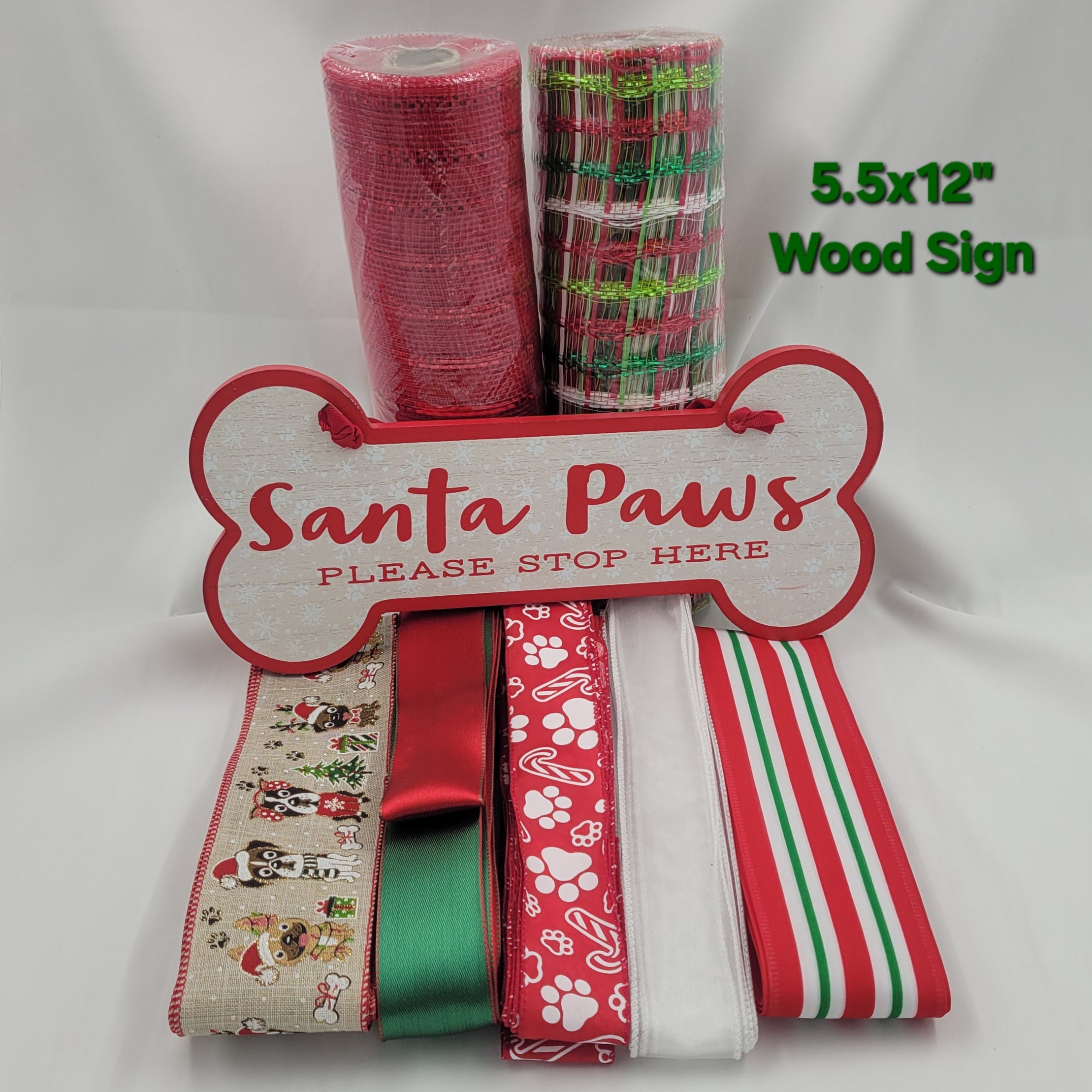 "Santa Paws Please Stop Here" Standard Plus Home Decor Kit – Standard Plus DIY Kit with a 5.5x12" Wood Sign
