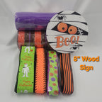 "Boo" Mummy and Spider Halloween Themed  Home Decor Kit– Standard DIY Wreath Kit with 8" Sign
