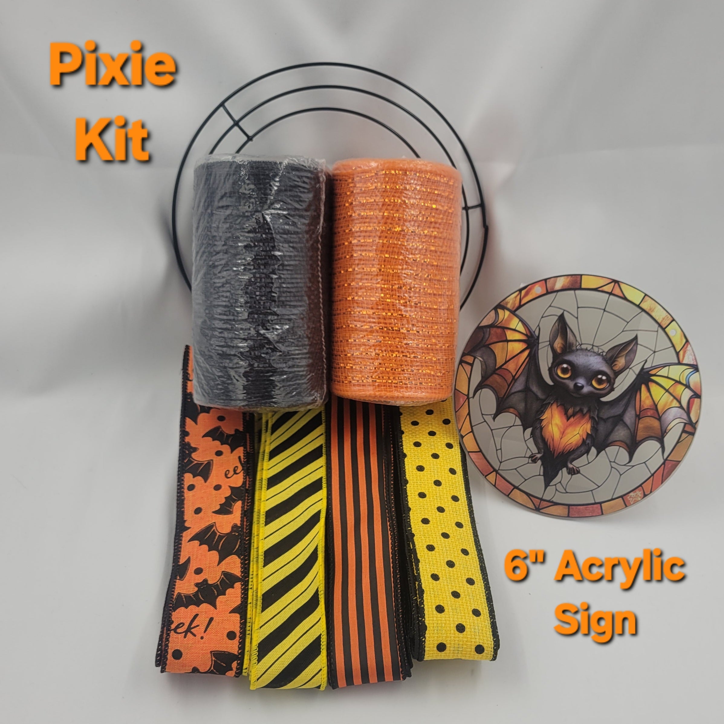 Adorable Bat with Open Wings Halloween Pixie Home Decor Kit – Pixie DIY Kit with 6" Wood Sign