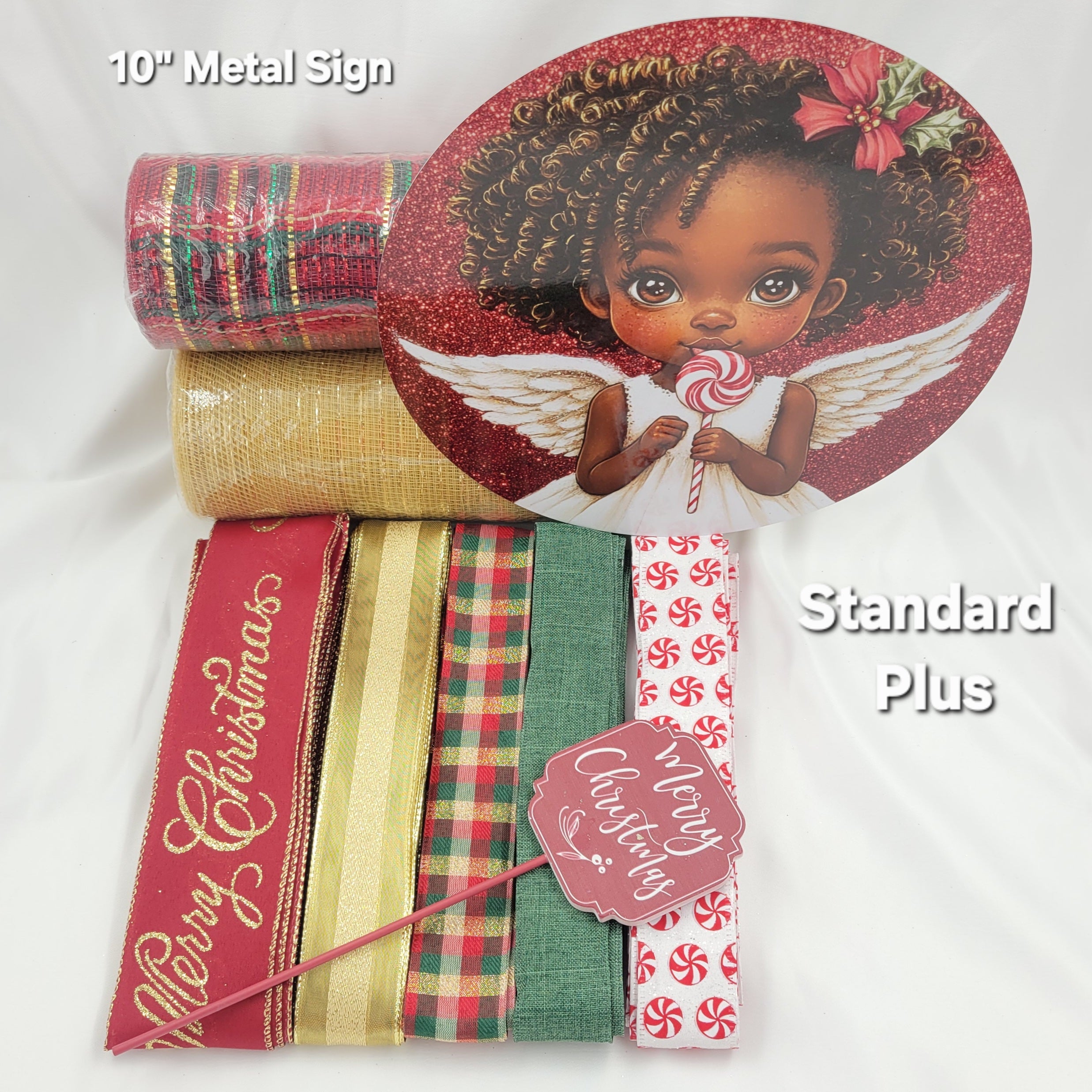Adorable Little Angel of Color with Lollipop Home Decor Kit – Standard Plus DIY Kit with -Shaped Metal Sign