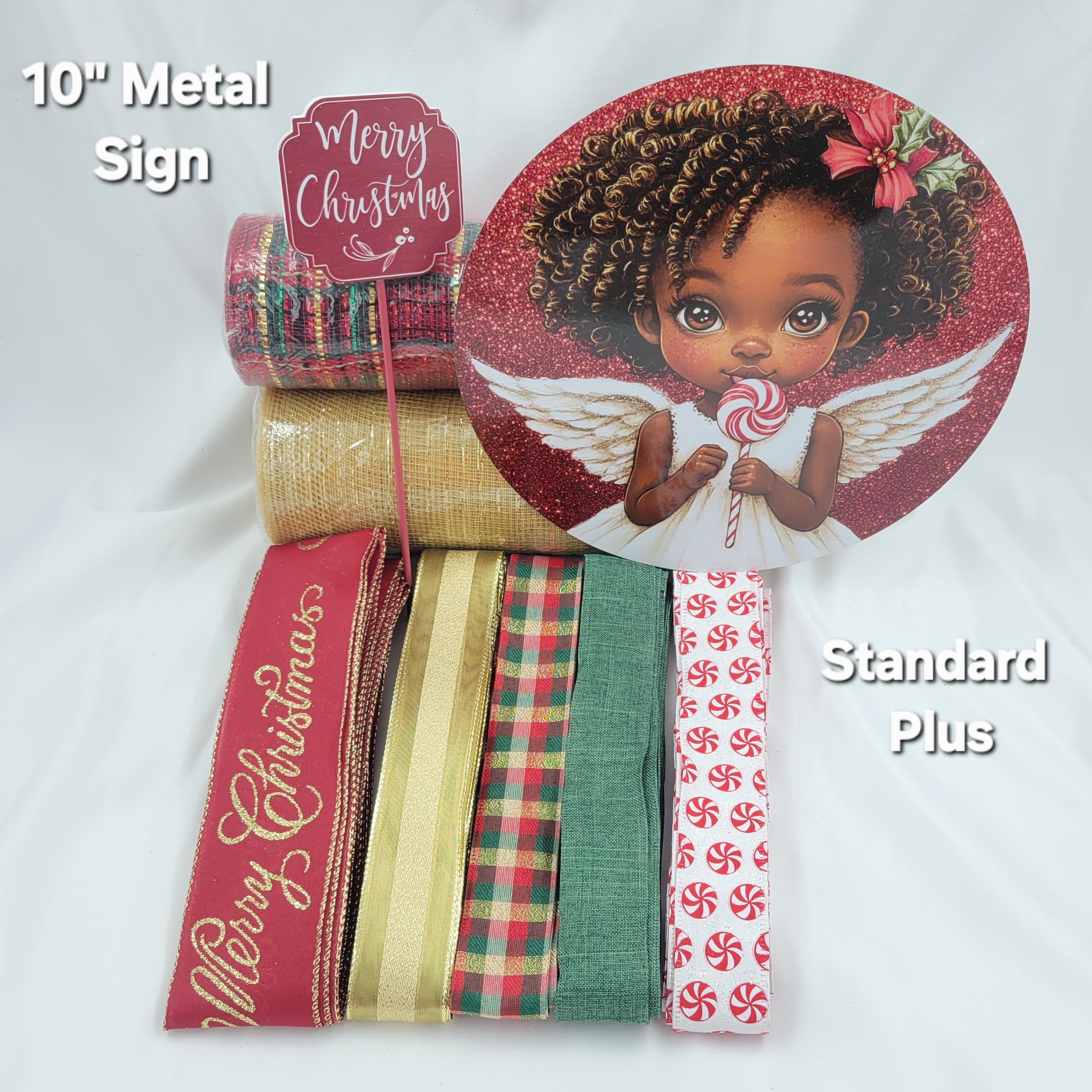 Adorable Little Angel of Color with Lollipop Home Decor Kit – Standard Plus DIY Kit with -Shaped Metal Sign
