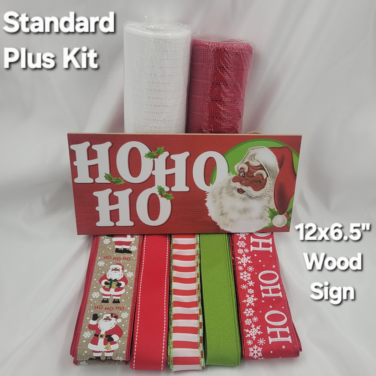 "Ho, Ho, Ho" Brown Santa Home Decor Kit – Standard Plus DIY Kit with -Shaped Metal Sign