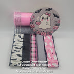 Adorable Ghost with Pink Bow, Bats, and Pumpkins Custom Order DIY Home Decor Kit –  Standard DIY Kit with -Wood Sign