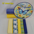 "Welcome" Beautiful Blue and Yellow Butterfly and Floral Wreath Kit – Standard Plus DIY Kit with 12" Metal Sign