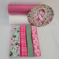Breast Cancer Awareness Floral Stained Glass Look Wreath Kit – Standard DIY Kit with 8" Metal Sign
