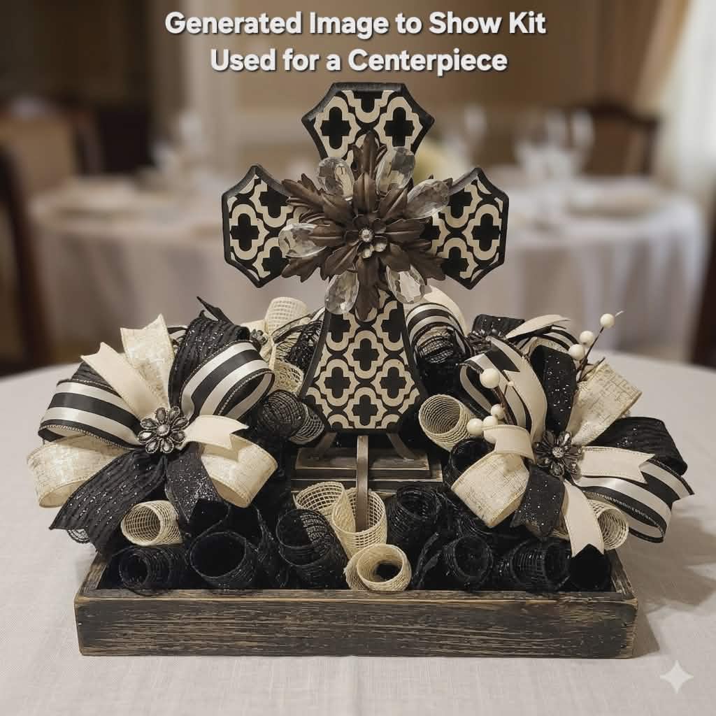 Black and White Arabesque Pattern Decorative Cross Kit – Standard Plus DIY Kit with a 9x12 Decorative Cross