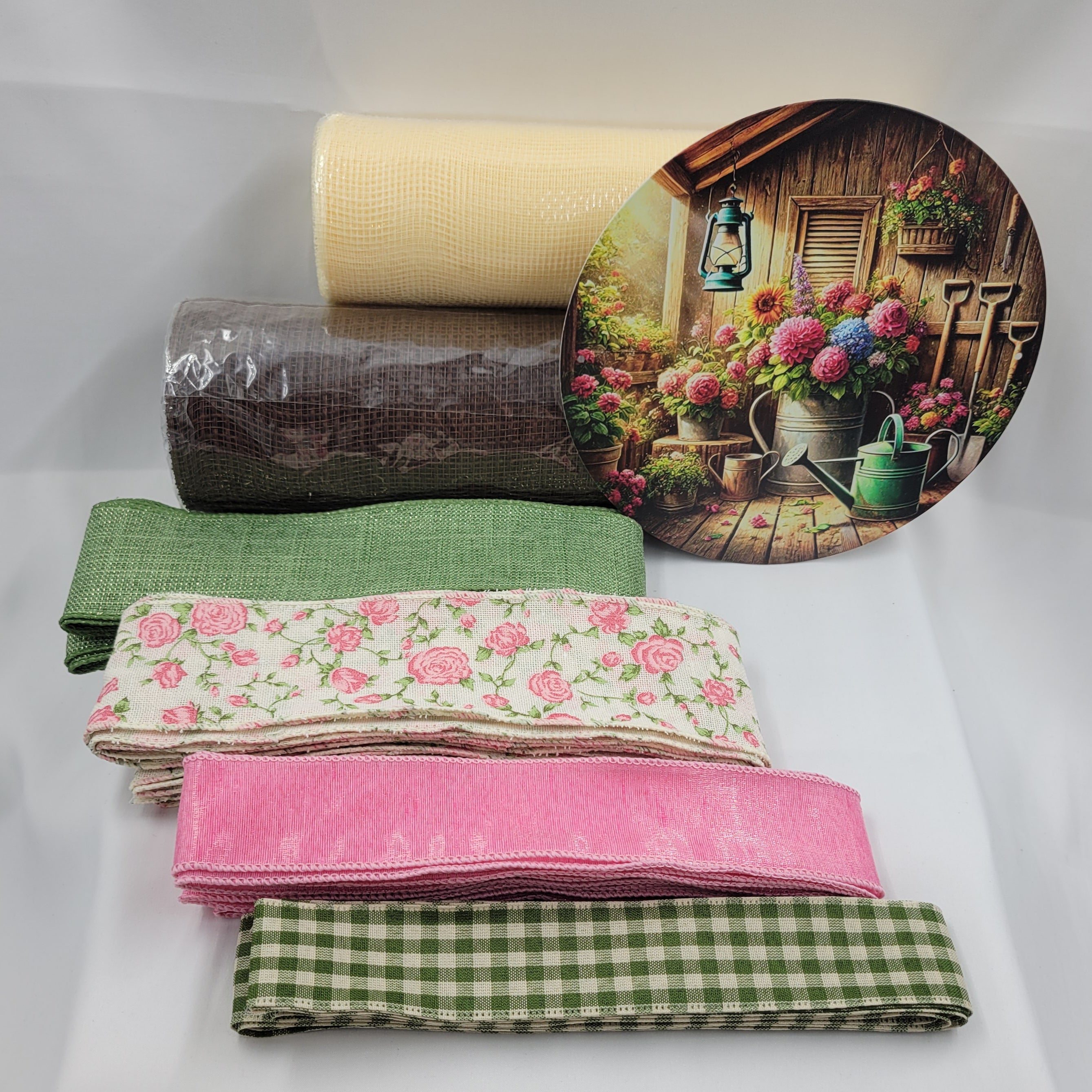 Summer Flowers Garden Shed Wreath Kit – Standard DIY Kit with 8" Metal Sign