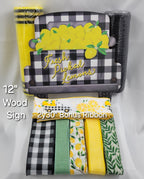 Fresh Picked Lemons and Country Truck Wreath Kit – Standard Plus DIY Kit with 12" Wood Sign