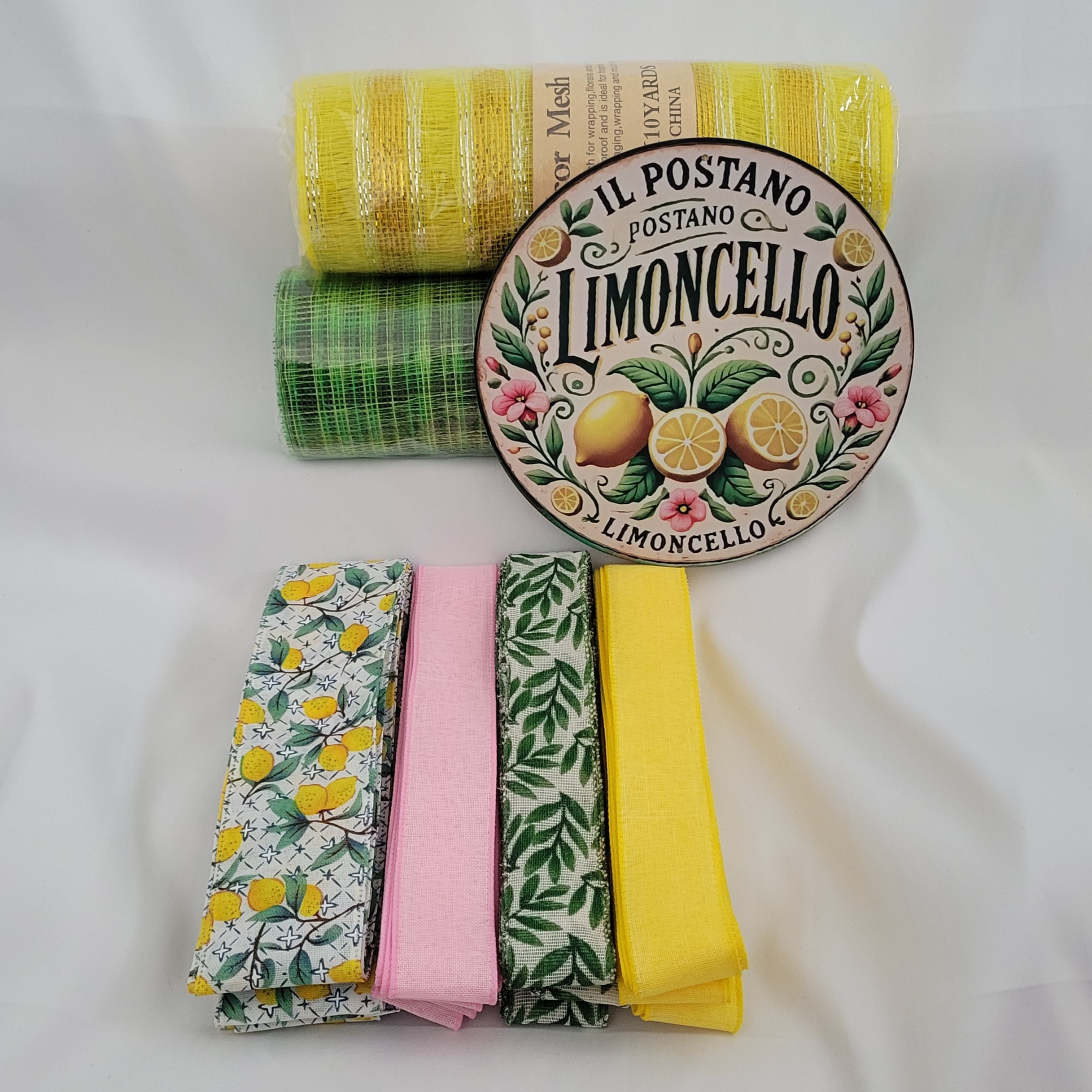 "Limoncello and Flowers" – Standard DIY Wreath Kit with 8" Metal Sign