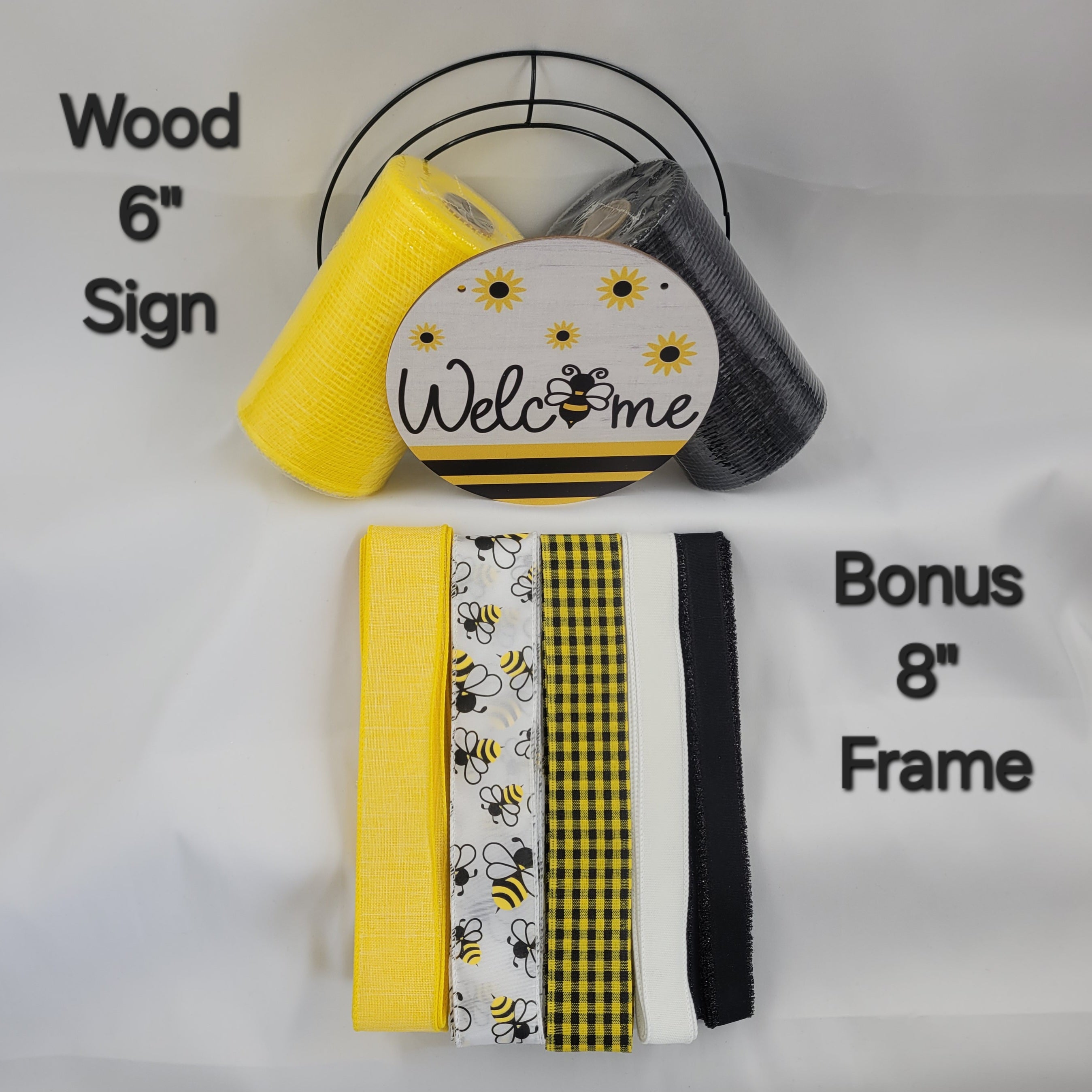 "Bee Welcome" Pixie Wreath Kit – Pixie DIY Kit with 6" Wood Sign
