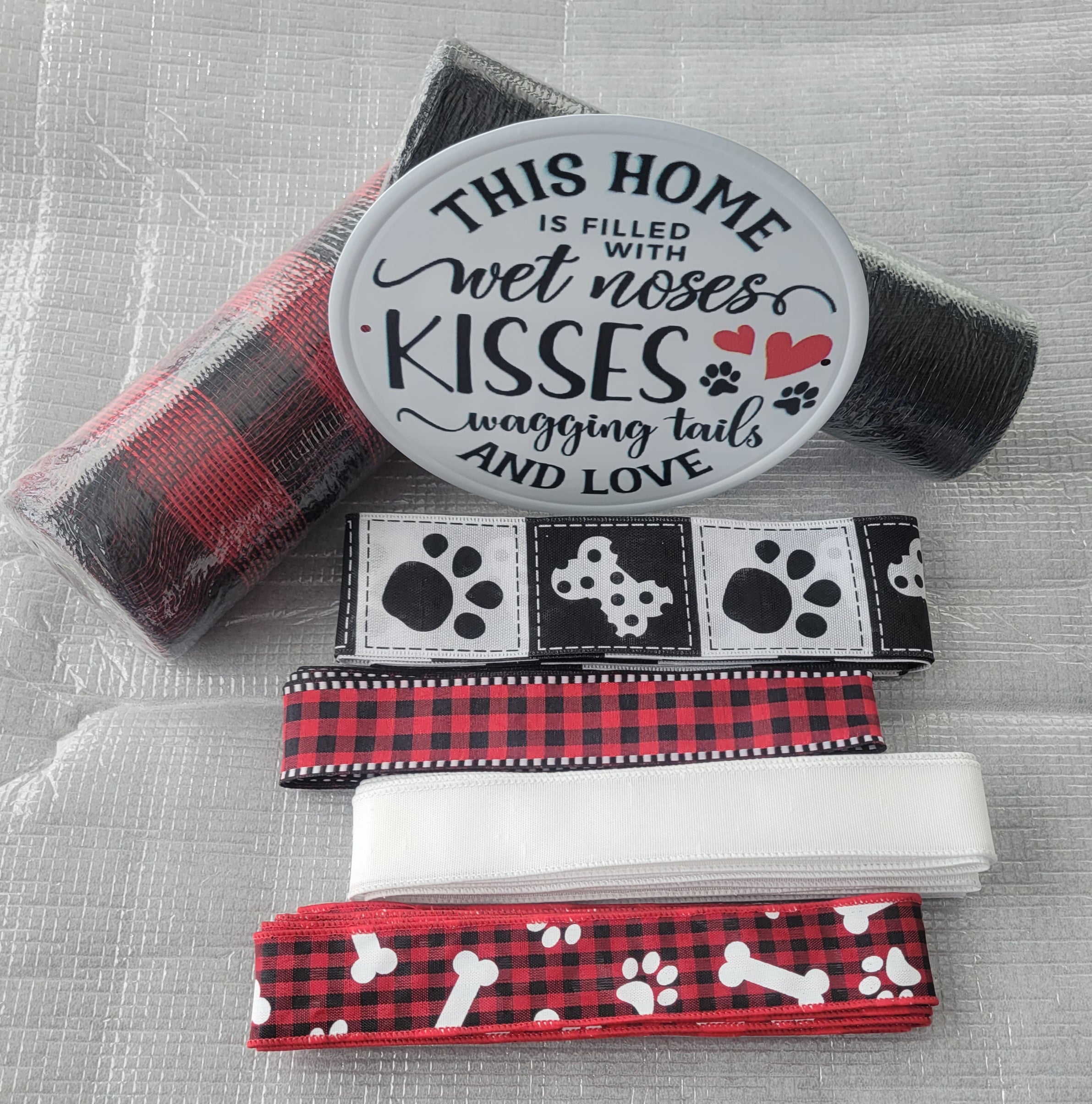 "...Wet Noses, Kisses, Wagging Tails & Love" Wreath Kit – Standard DIY Kit with 8" Metal Sign