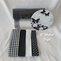 Roses and Butterflies in Black and White Home Decor Kit – Standard DIY Kit with 8" Metal Sign