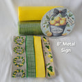 "Fresh Lemons" and Bumble Bees Metal Bucket and Buffalo Check Bow - Standard DIY Wreath Kit with 8" Metal Sign
