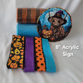 Adorable Highland Cow with Witch Hat Halloween Themed – Standard DIY Home Decor Kit with 8" Sign